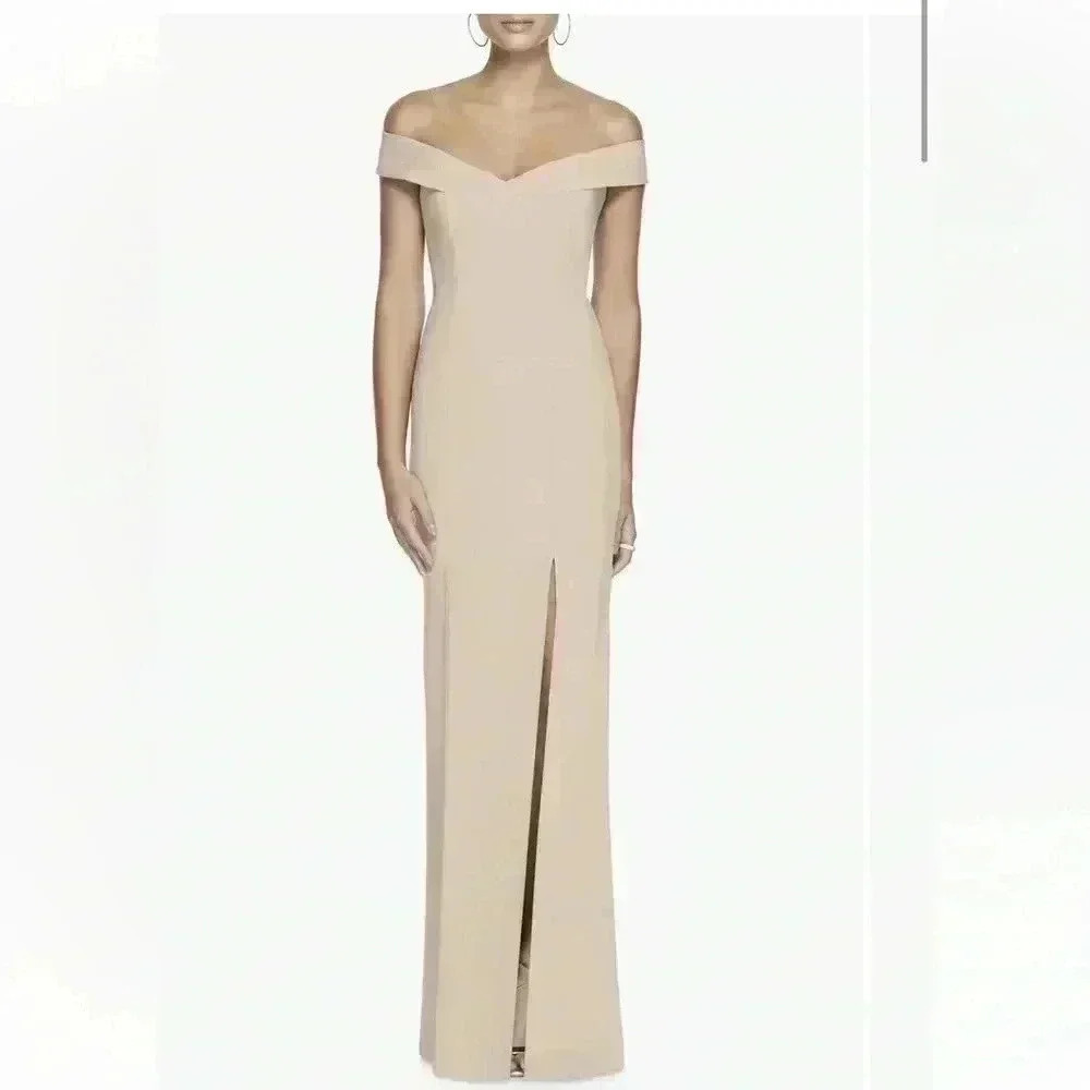 Dessy Collection Off The Shoulder Crossback Gown Size 0